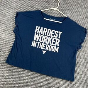 Under Armour Shirt Womens Large Blue Project Rock Hardest Worker Short Sleeve